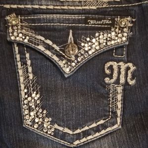 29 x 32 Miss Me dark boot cut jeans bedazzled